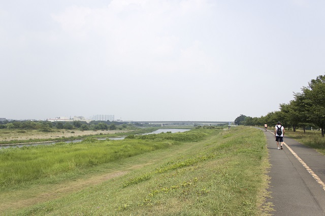 多摩川とサイクリングロード